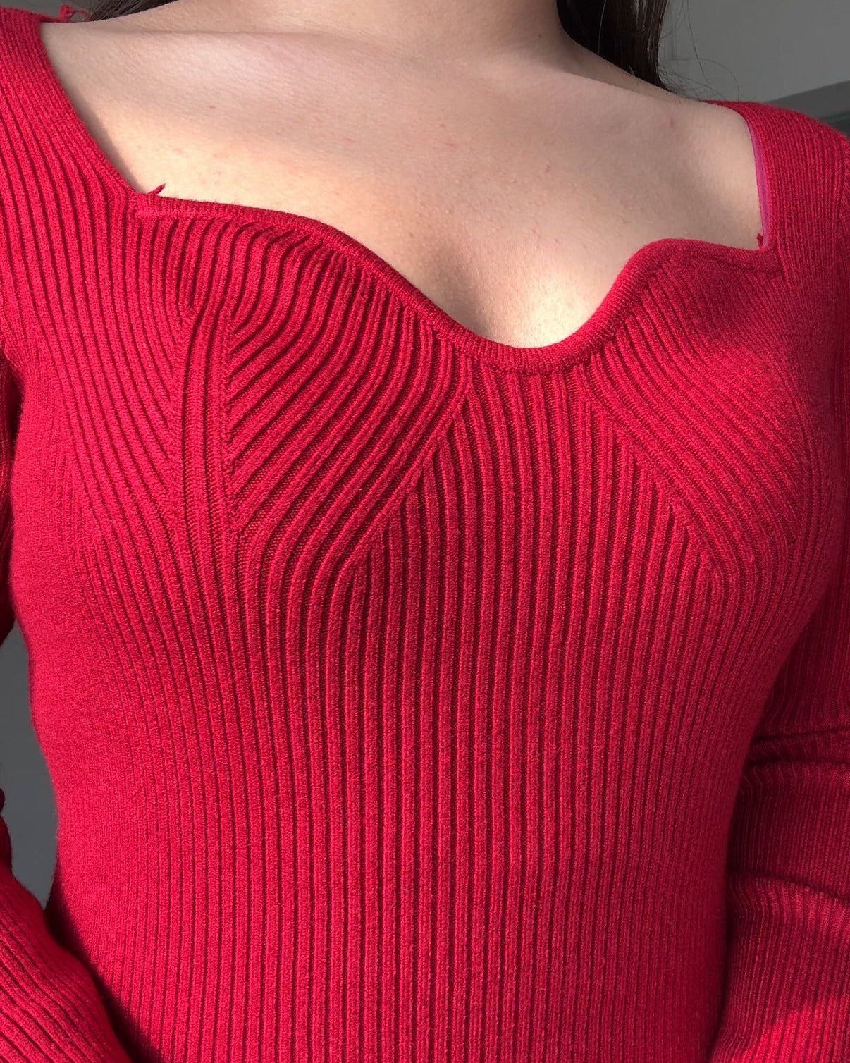 Sweetheart Neckline Textured Midi Dress