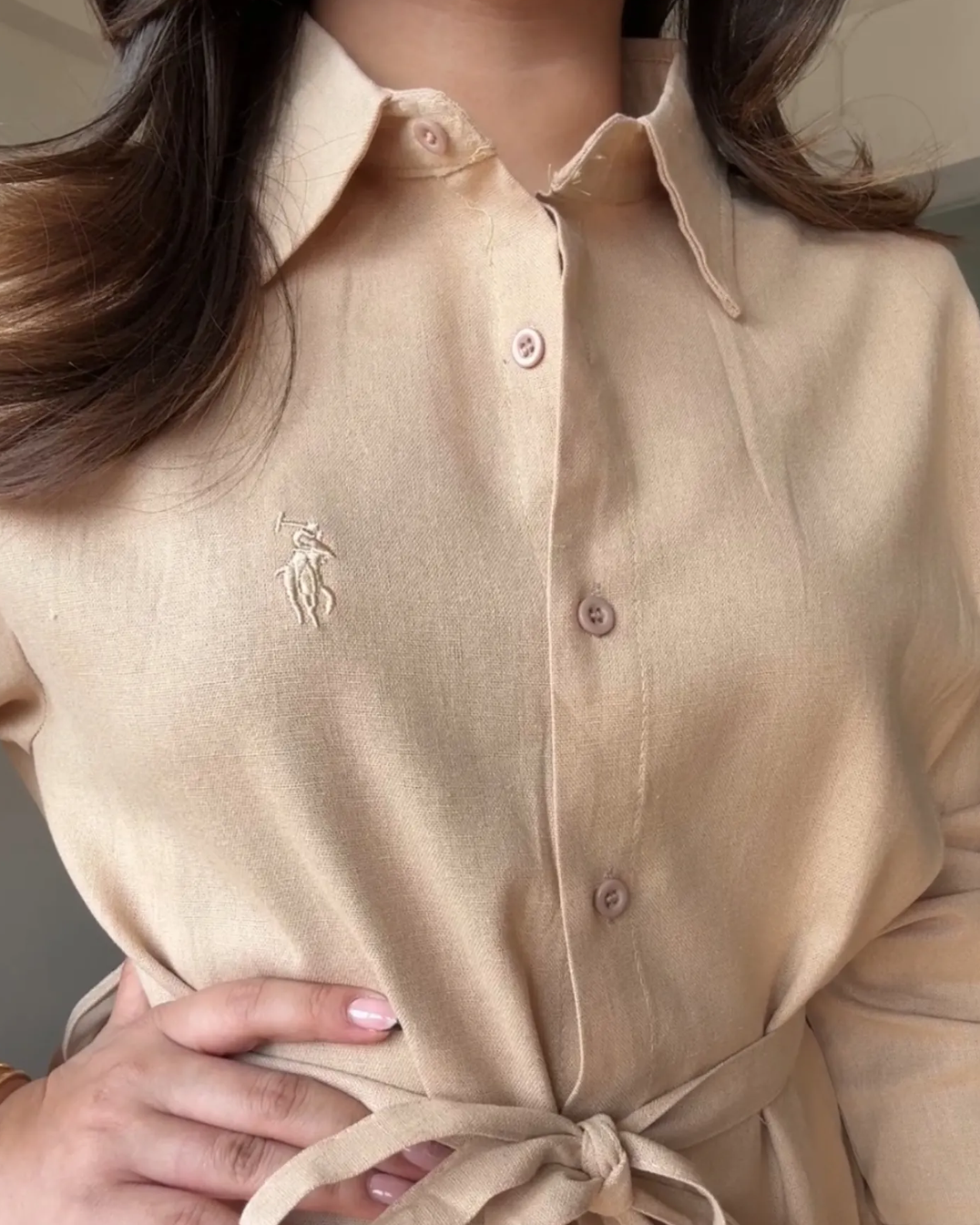 Linen Shirt Dress With Belt