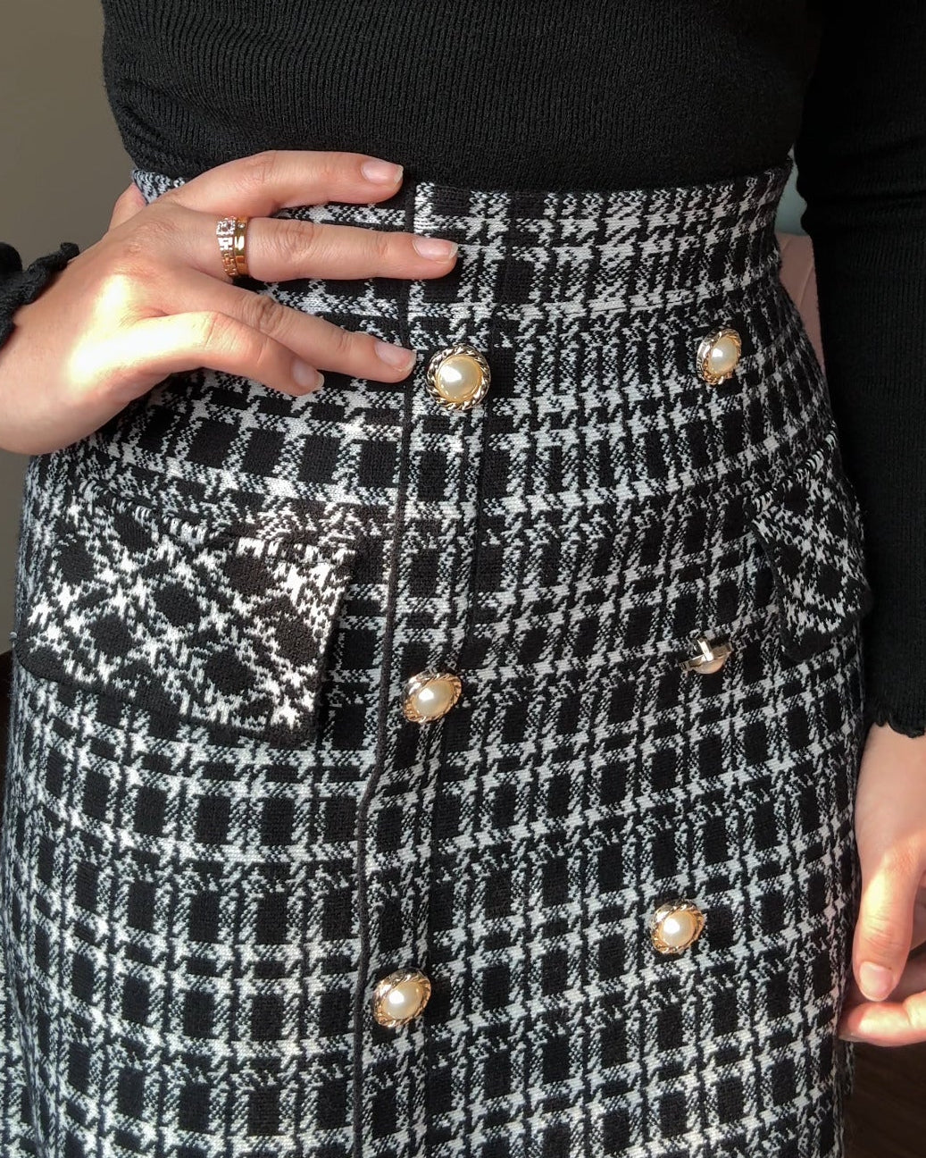 Checker Pocket Detailing Mini Skirt