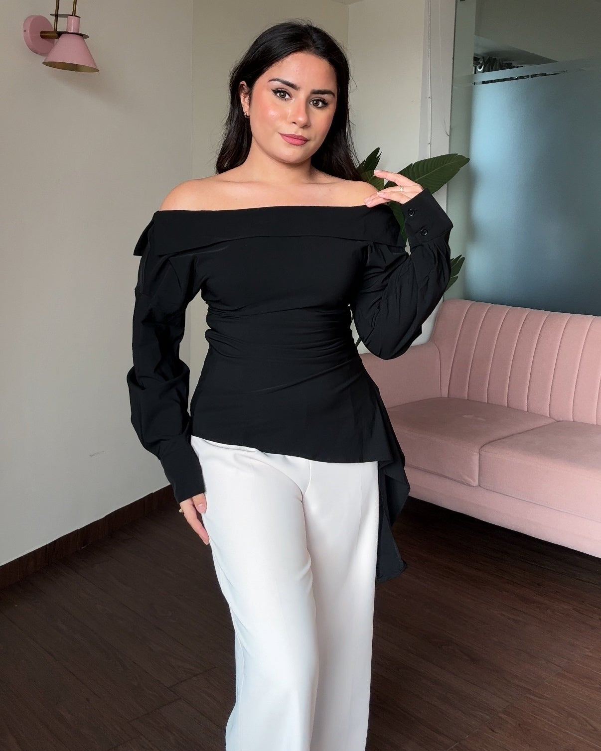 Off-Shoulder Cotton Full Sleeve Shirt Top