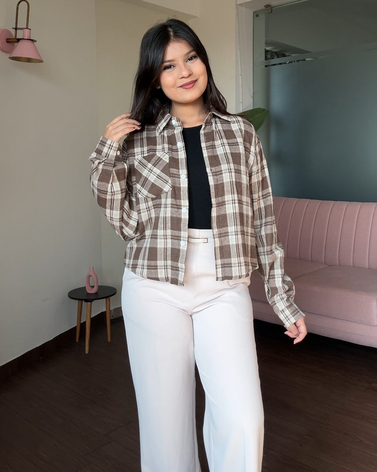 Checker Cropped Shacket
