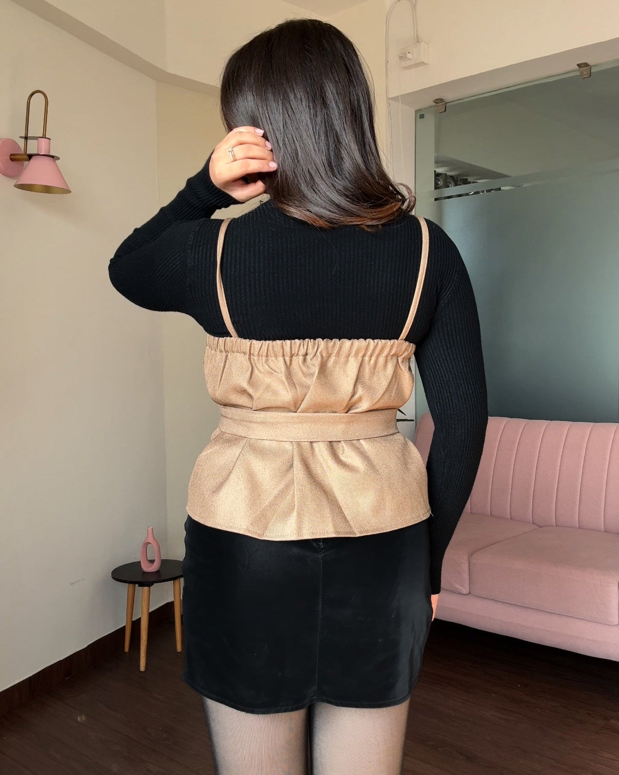 3-Piece Trench Vest Detailing Top With Belt