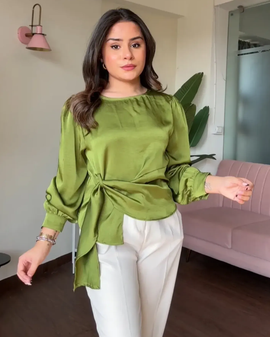 Wrap Style Satin Top