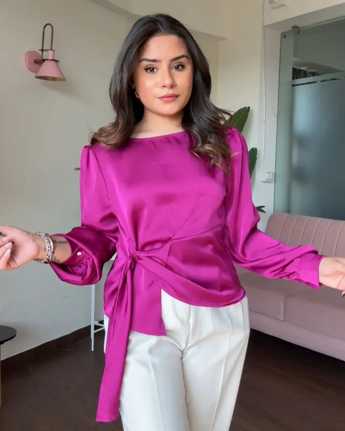 Wrap Style Satin Top