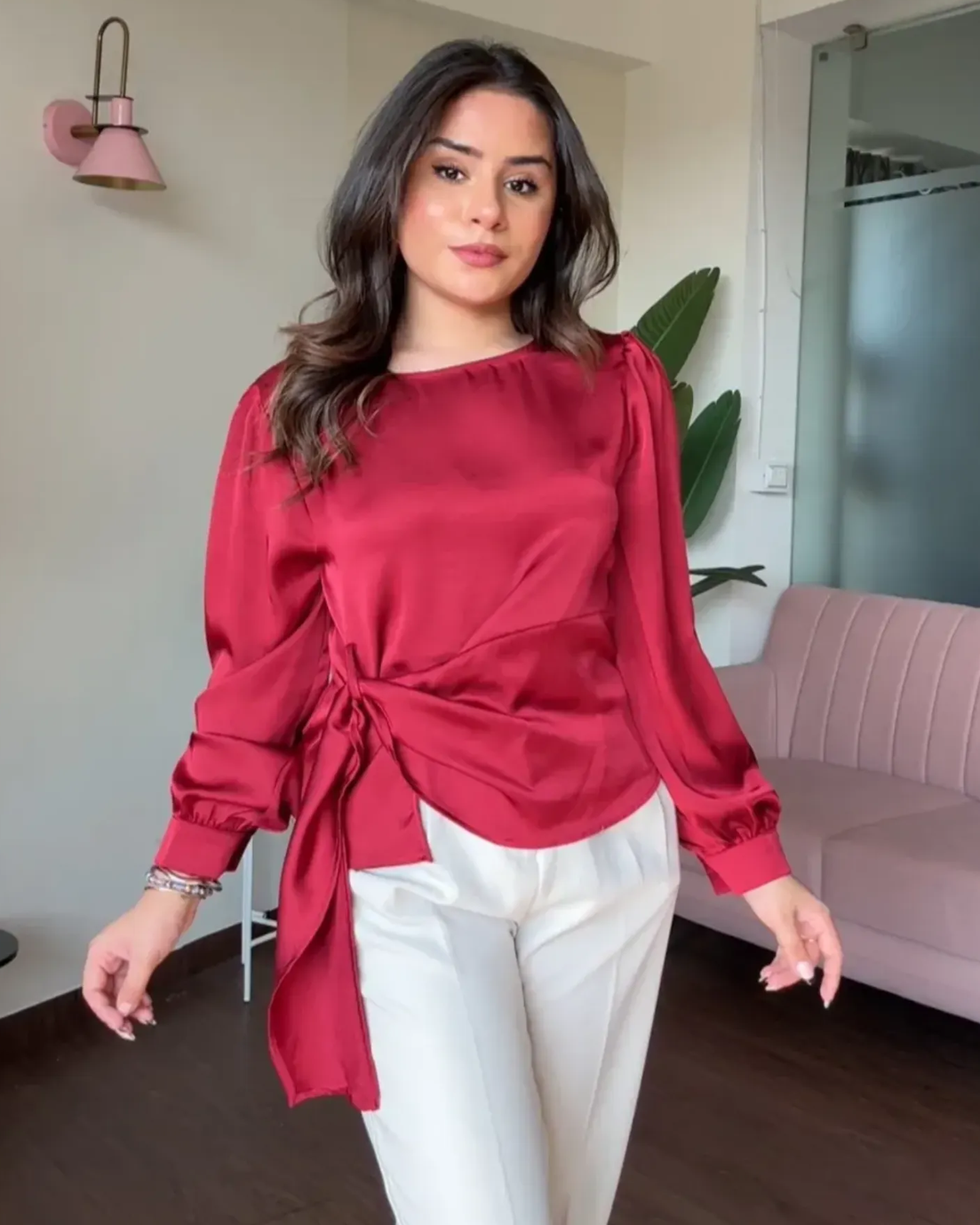 Wrap Style Satin Top