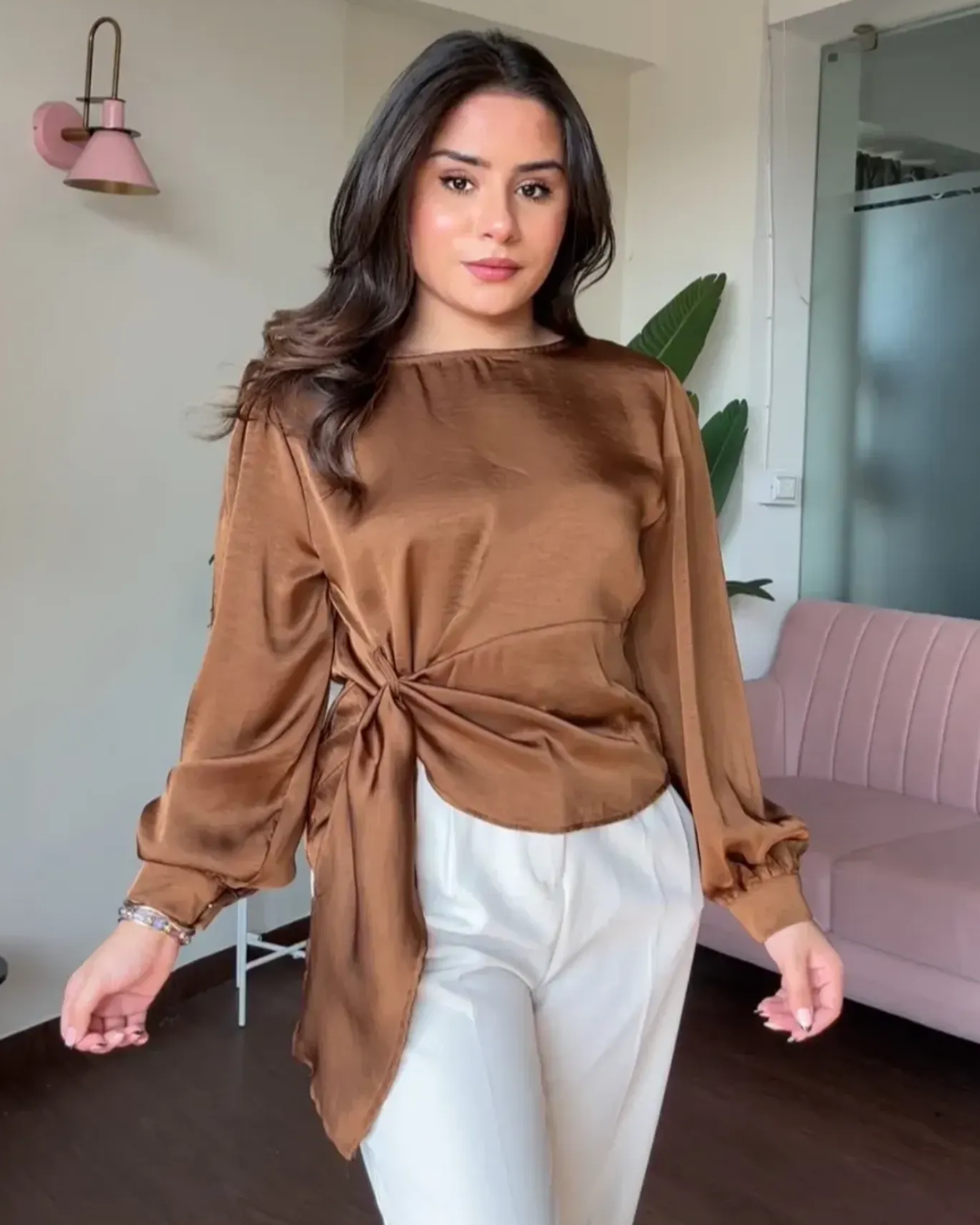 Wrap Style Satin Top