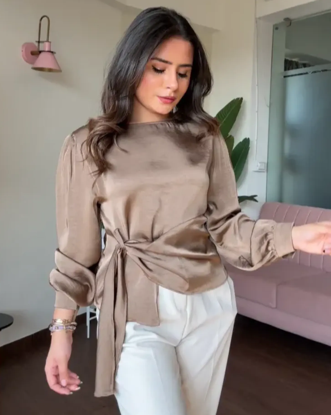 Wrap Style Satin Top