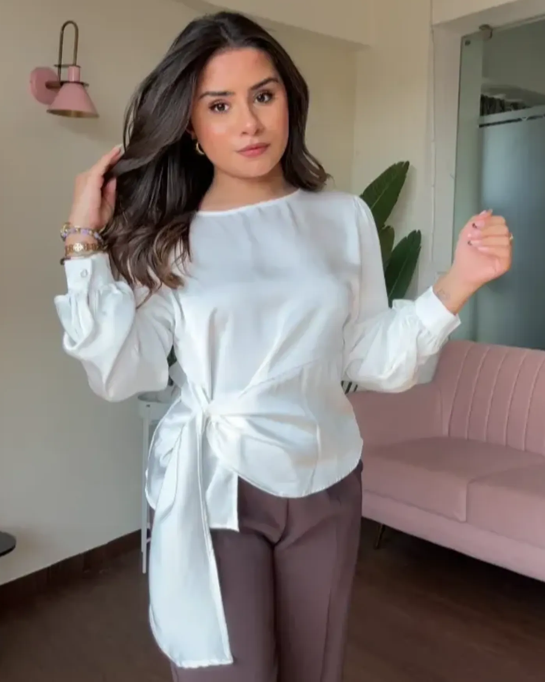 Wrap Style Satin Top