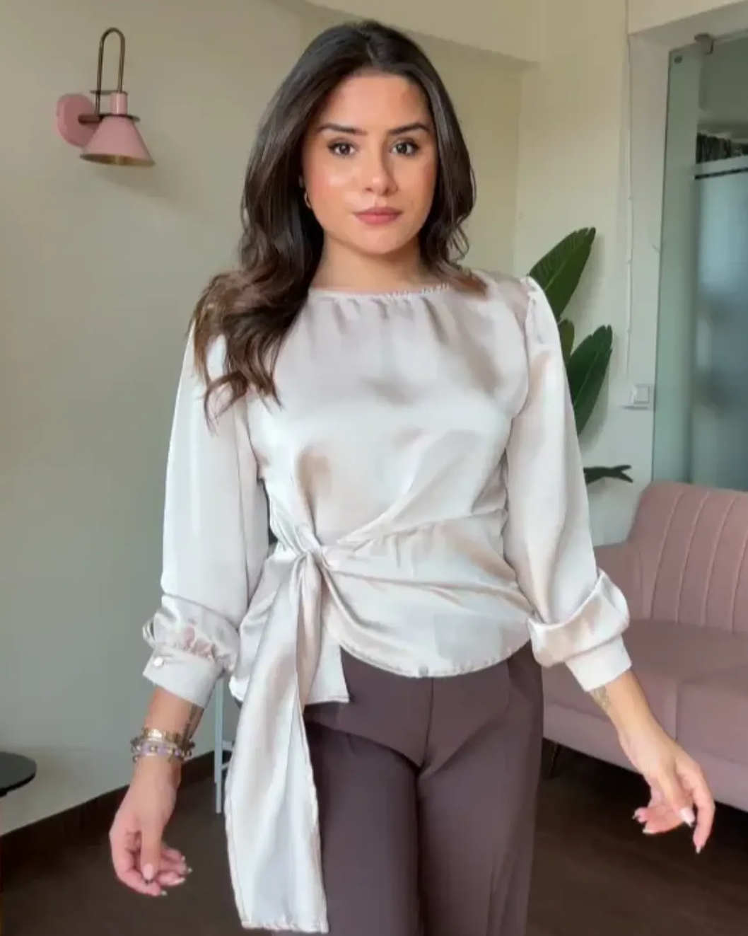 Wrap Style Satin Top