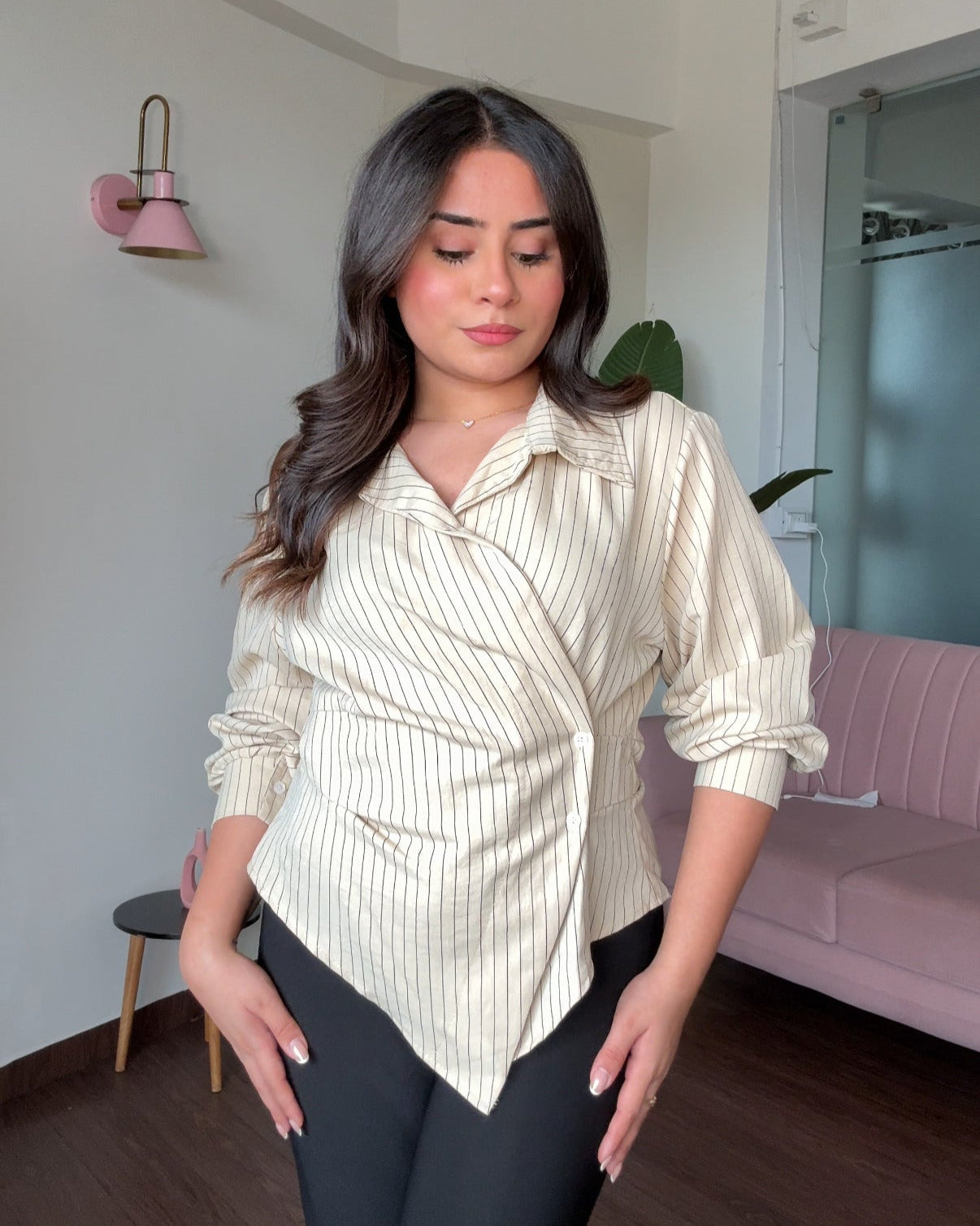 Striped Wrap Up Shirt
