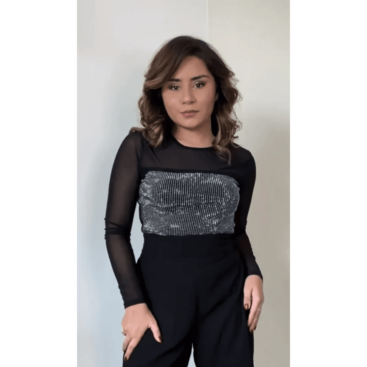 Mesh Rhinestone Top