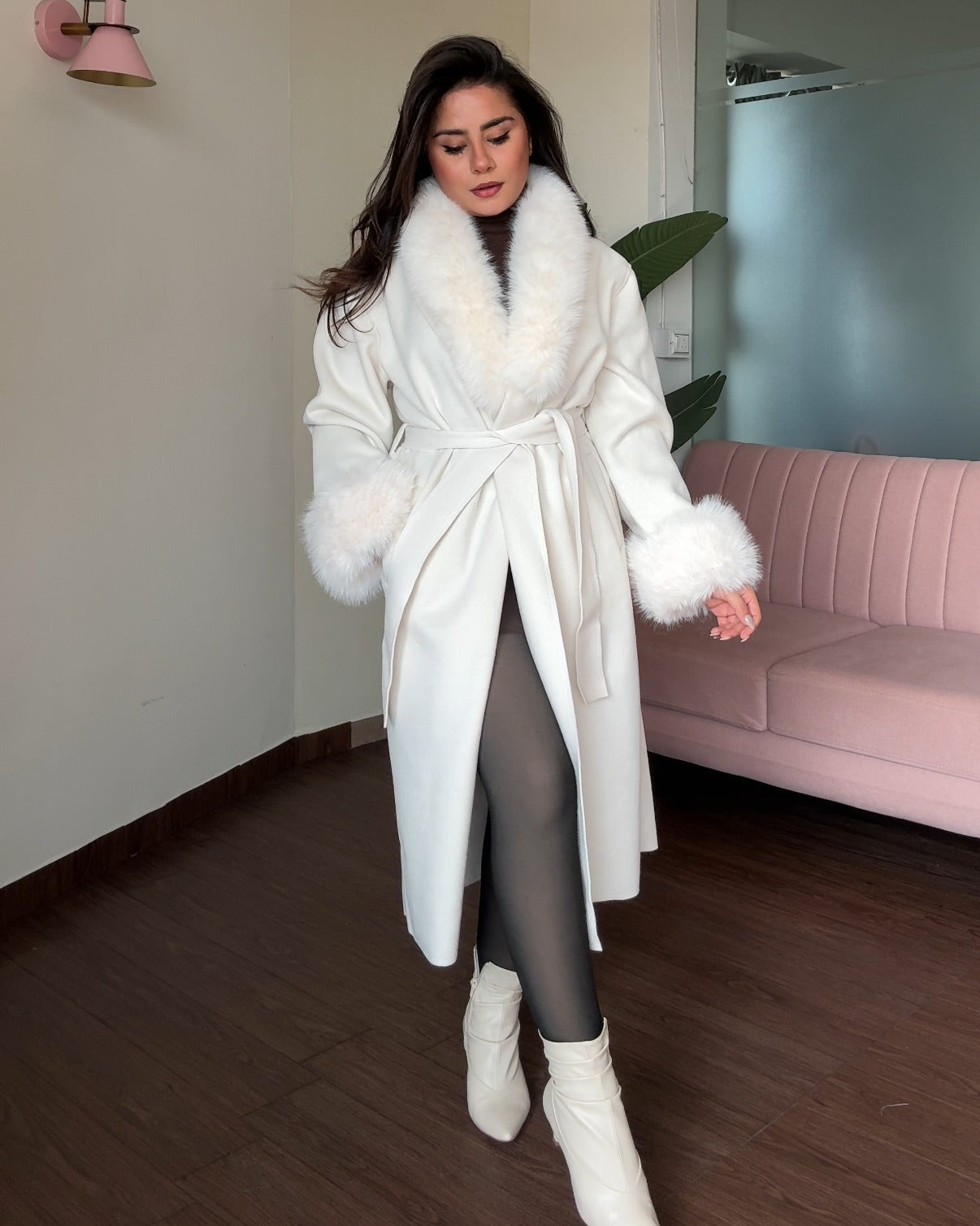 Fur Detailing Woollen Coat