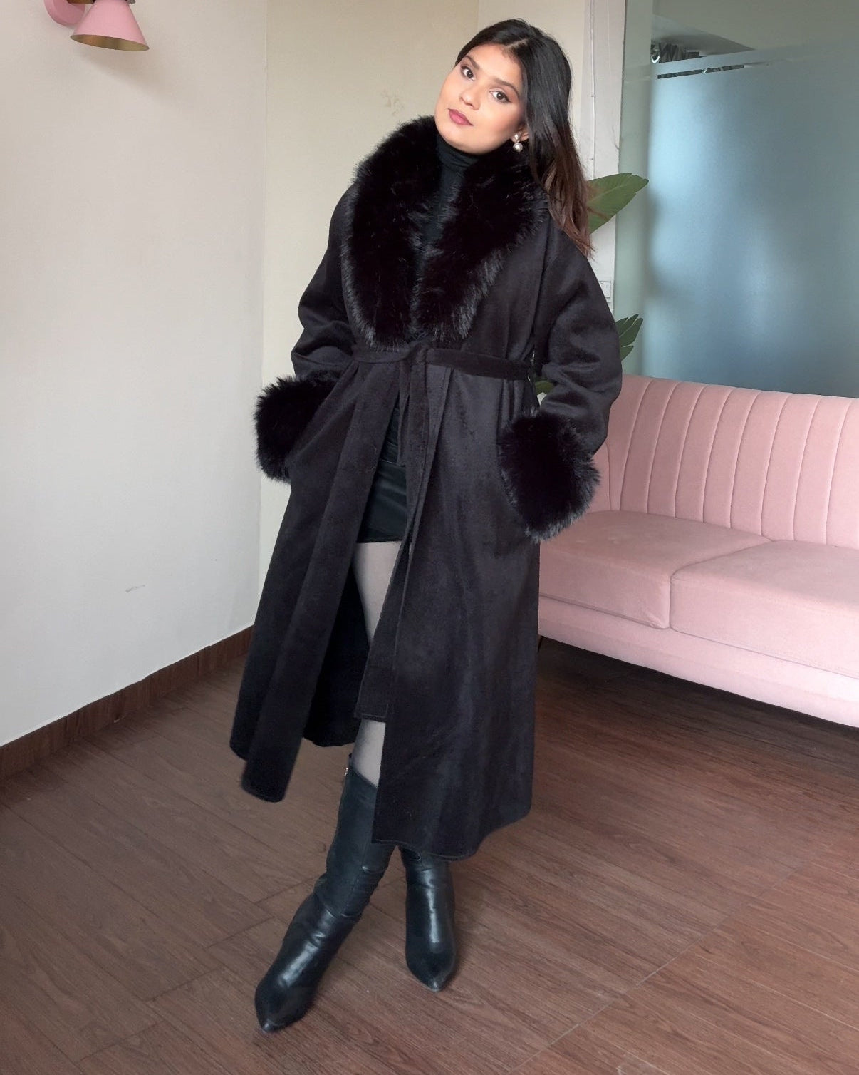 Fur Detailing Woollen Coat