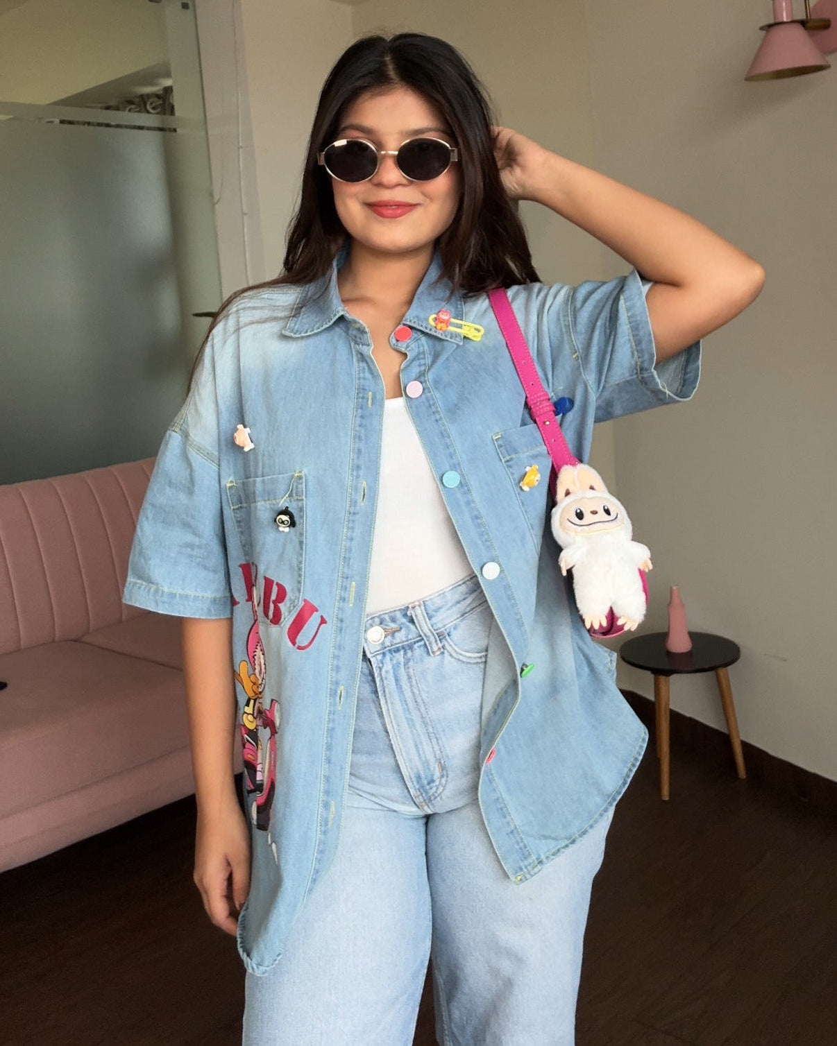 Labubu Inspired Denim Shirt