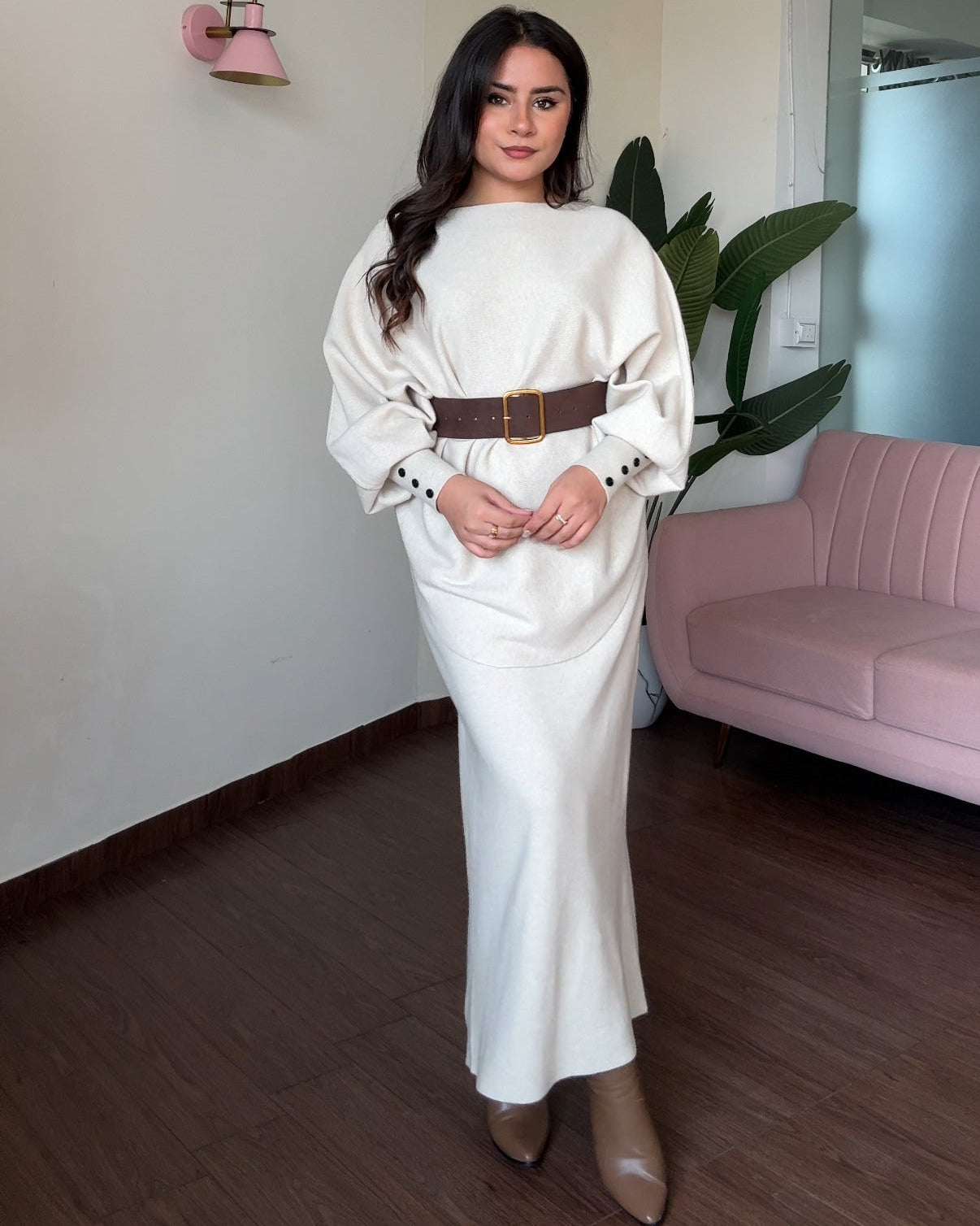 3 Piece Baggy Knitted Winter Co-ord With Belt