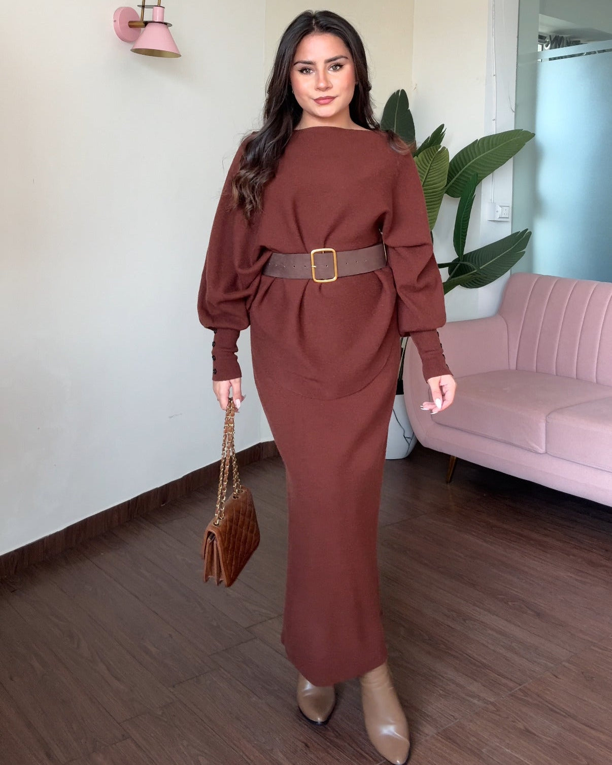 3 Piece Baggy Knitted Winter Co-ord With Belt