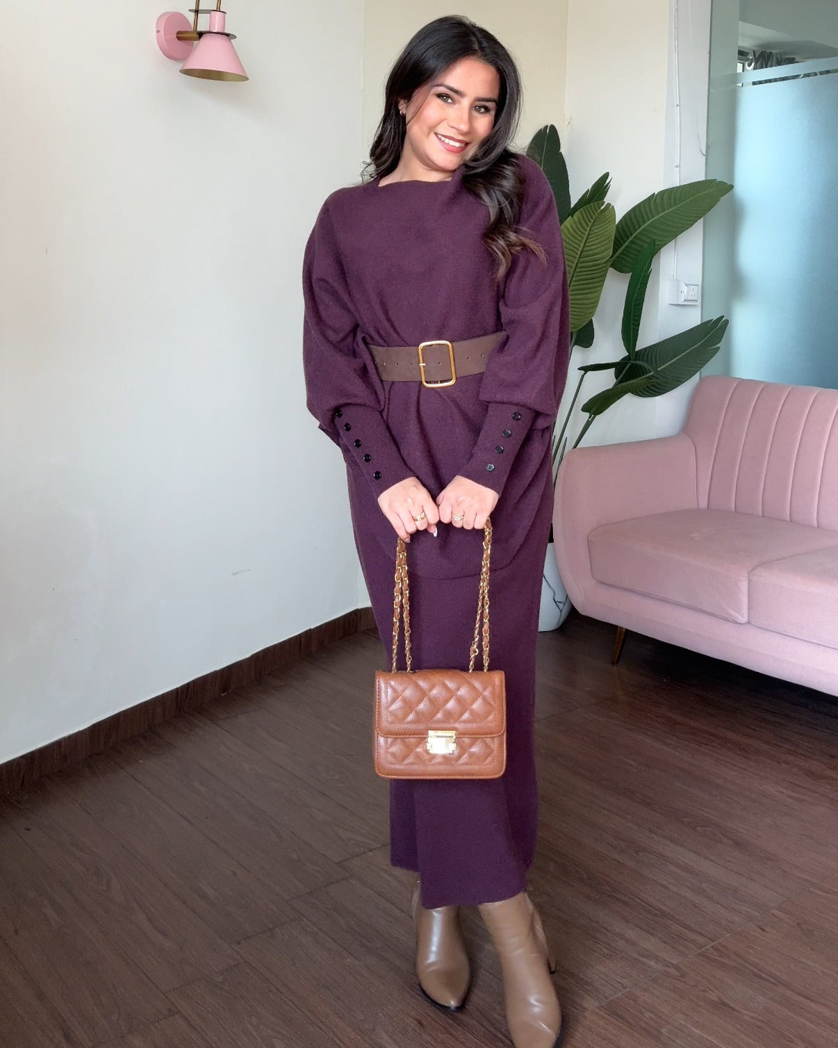 3 Piece Baggy Knitted Winter Co-ord With Belt