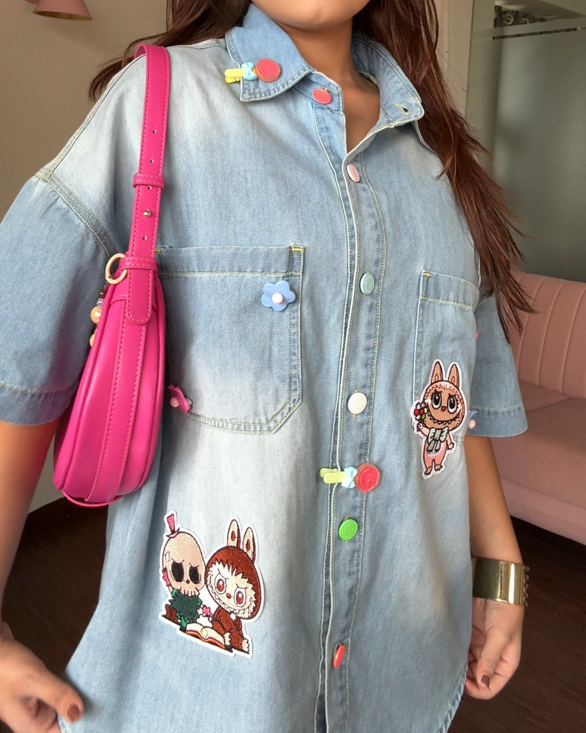 Labubu Inspired Denim Shirt