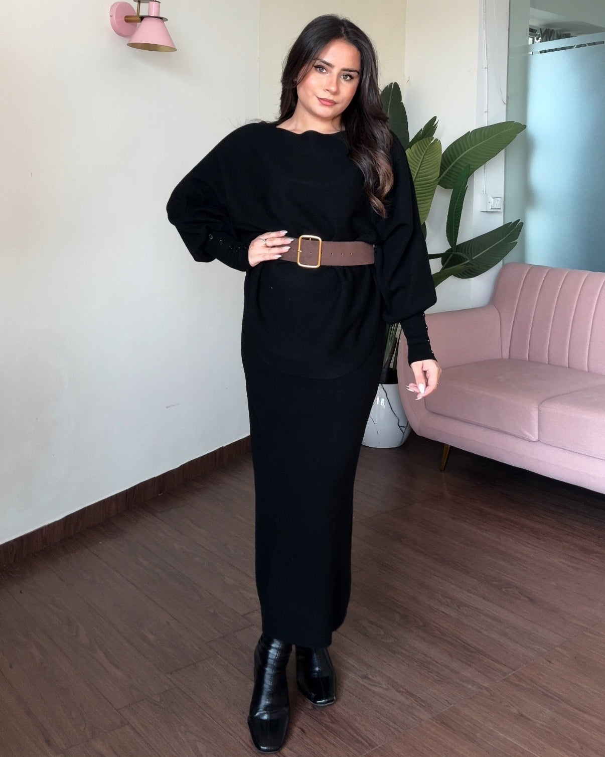 3 Piece Baggy Knitted Winter Co-ord With Belt