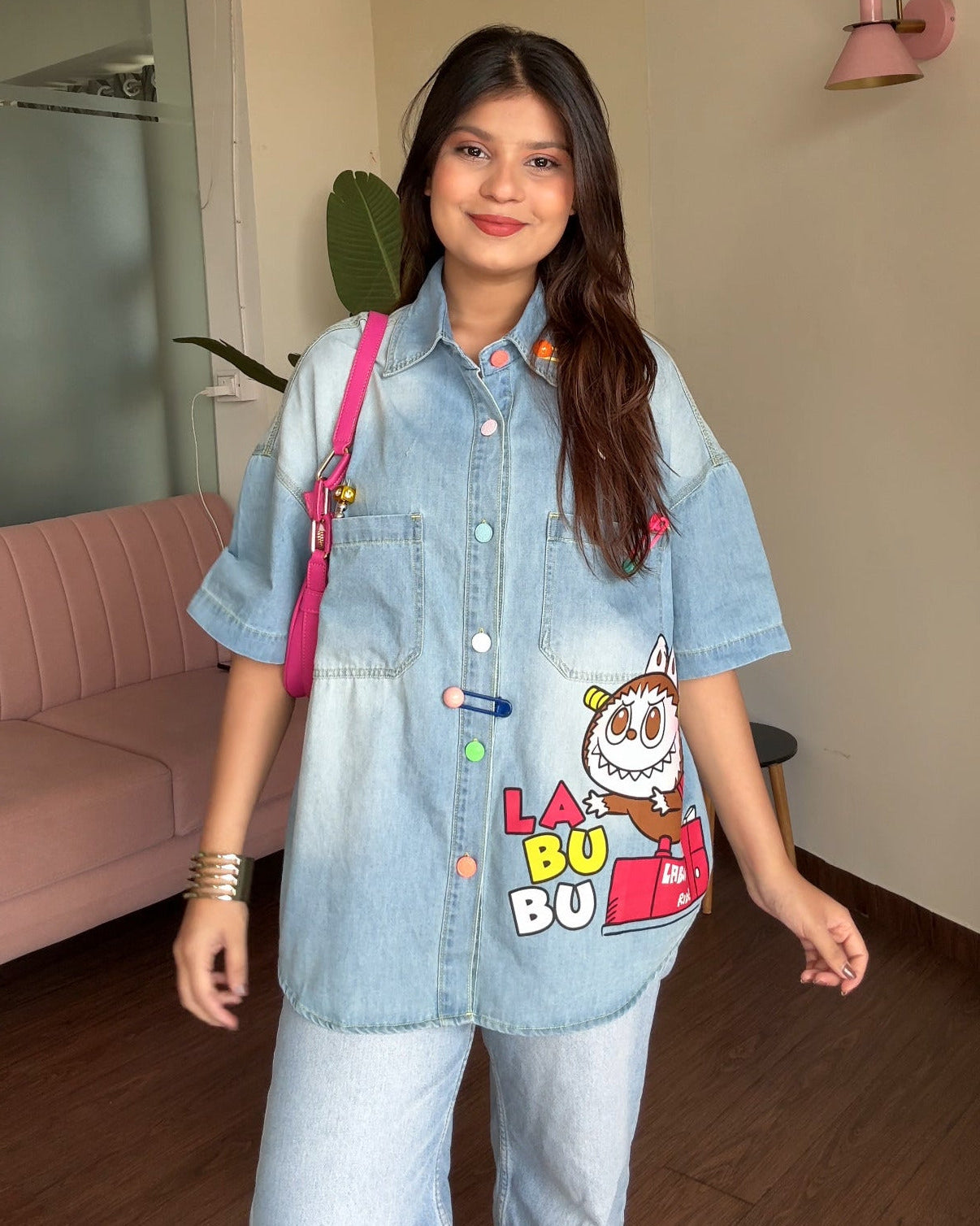 Labubu Inspired Denim Shirt