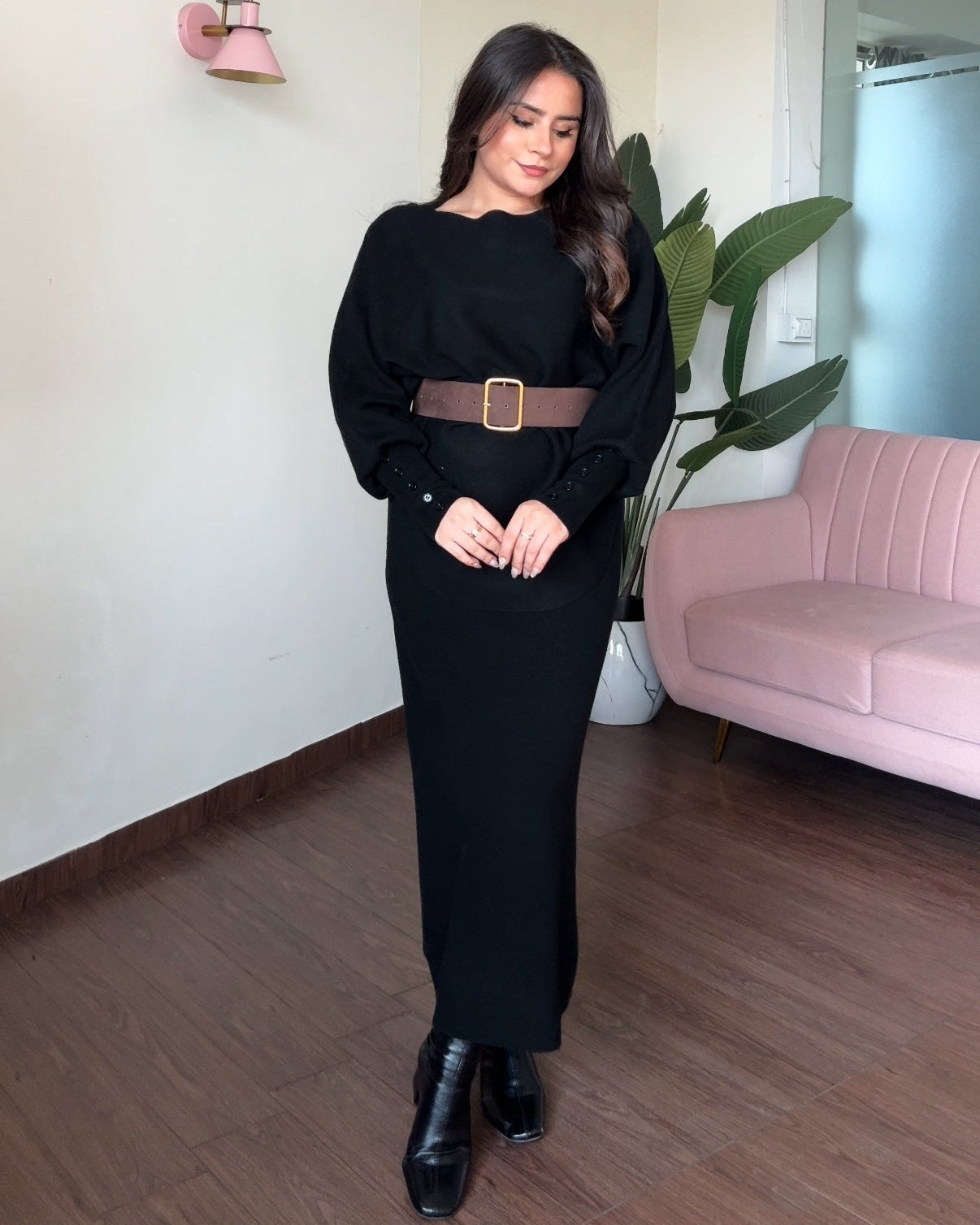 3 Piece Baggy Knitted Winter Co-ord With Belt