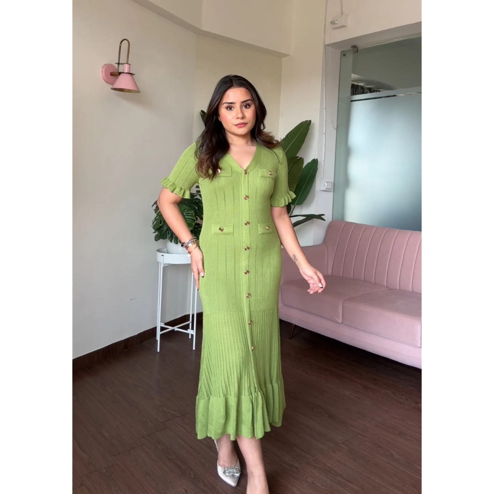 Summer Knit Flared Midi Dress