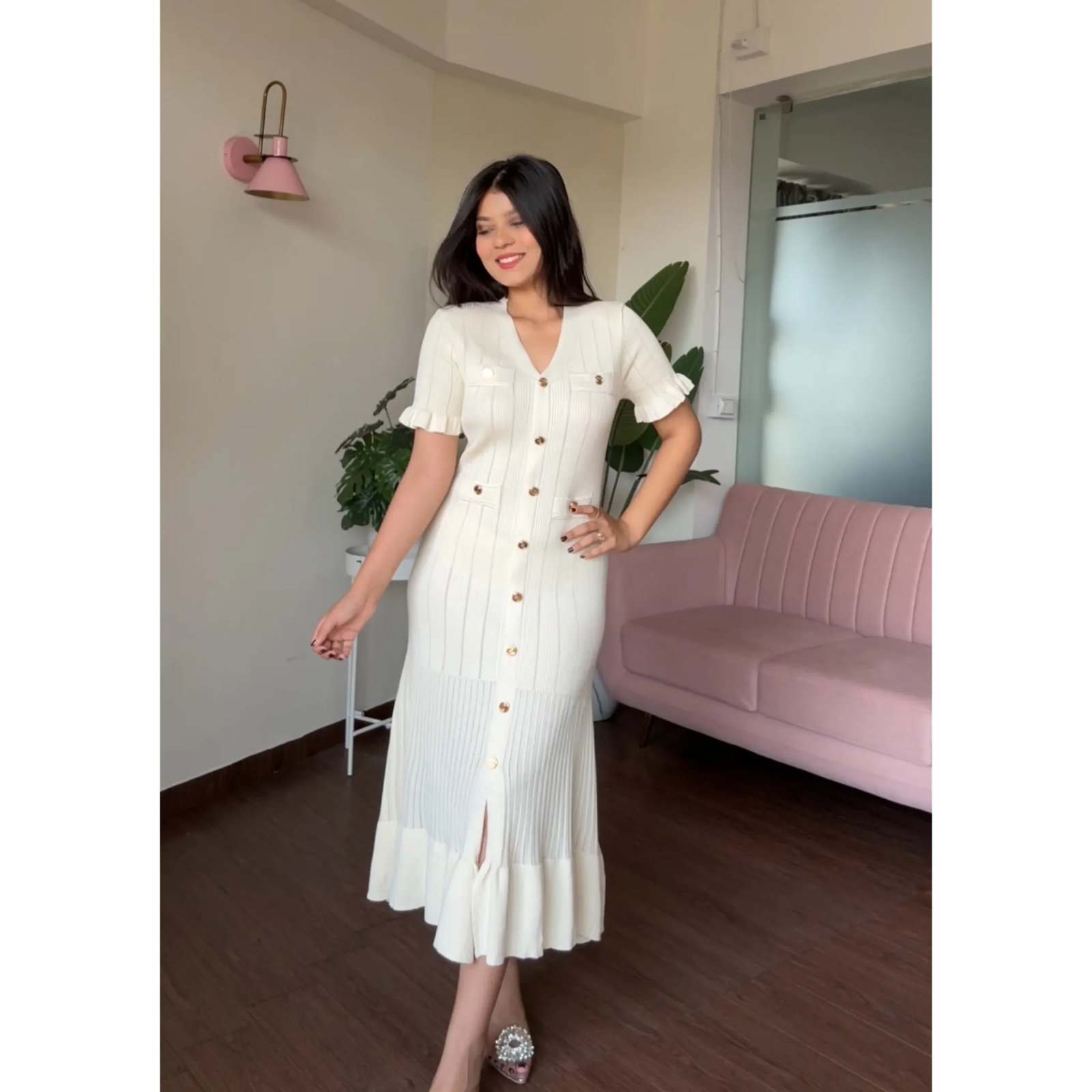 Summer Knit Flared Midi Dress