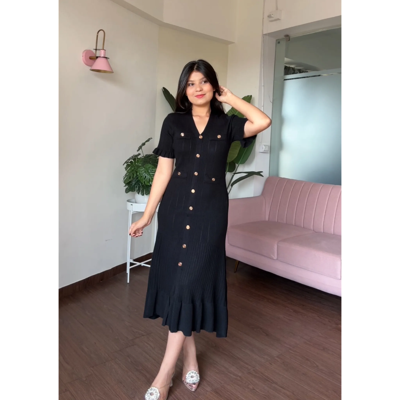 Summer Knit Flared Midi Dress