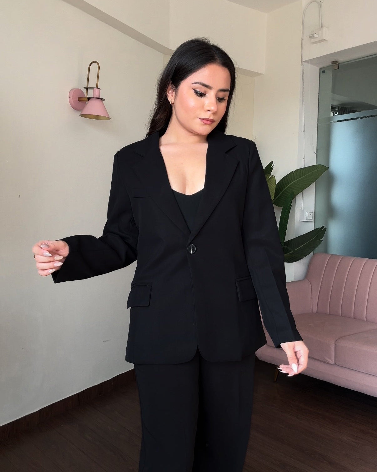 Premium Fitted Blazer With Shoulder Padding