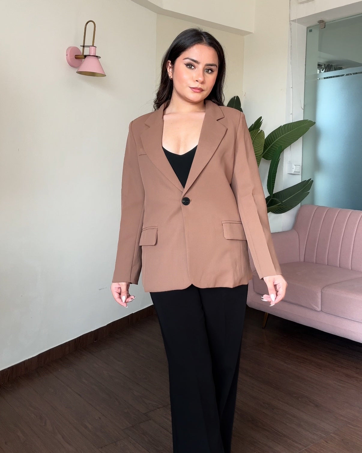 Premium Fitted Blazer With Shoulder Padding