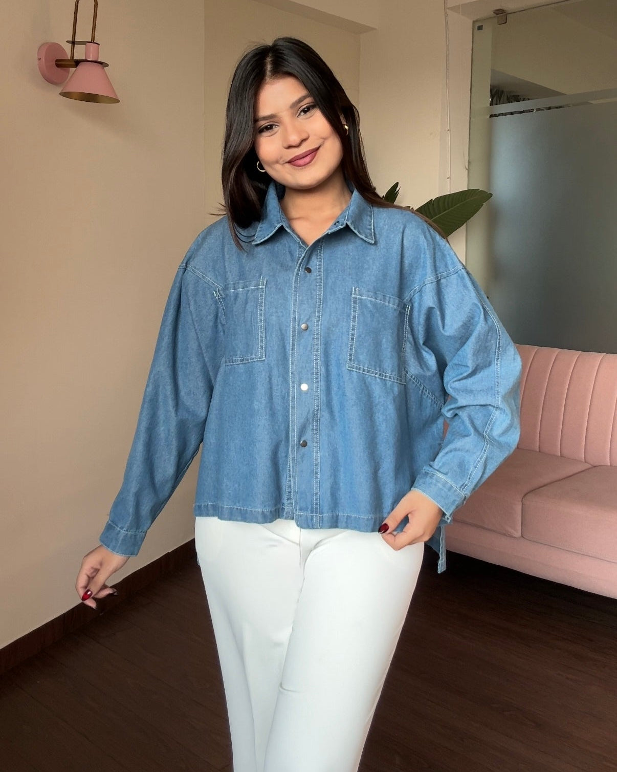 Contrast Detailing Denim Shirt