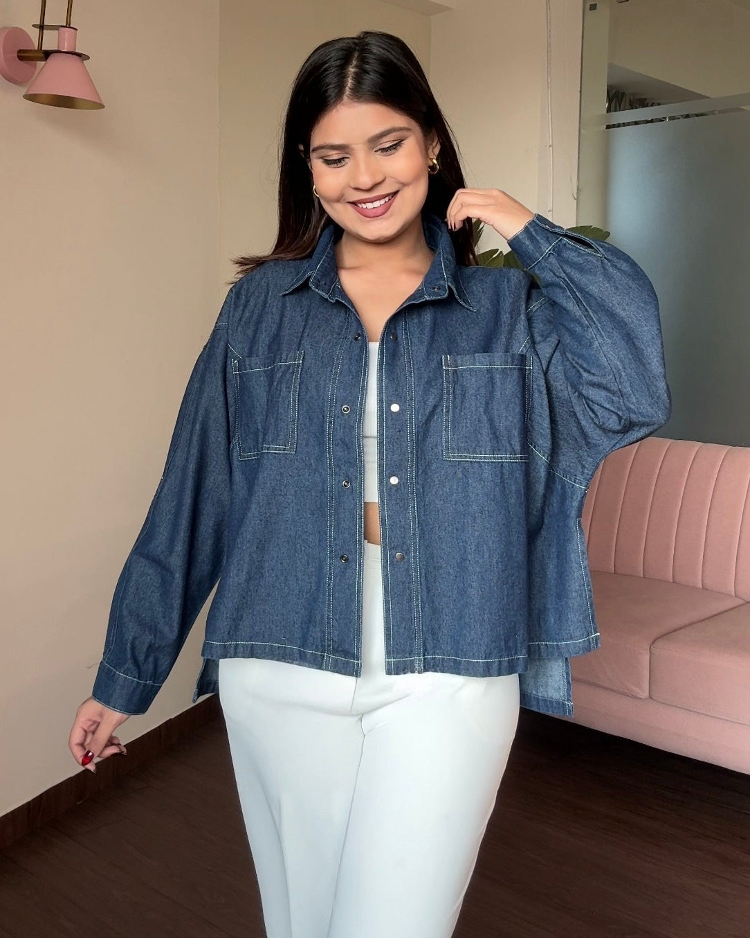 Contrast Detailing Denim Shirt