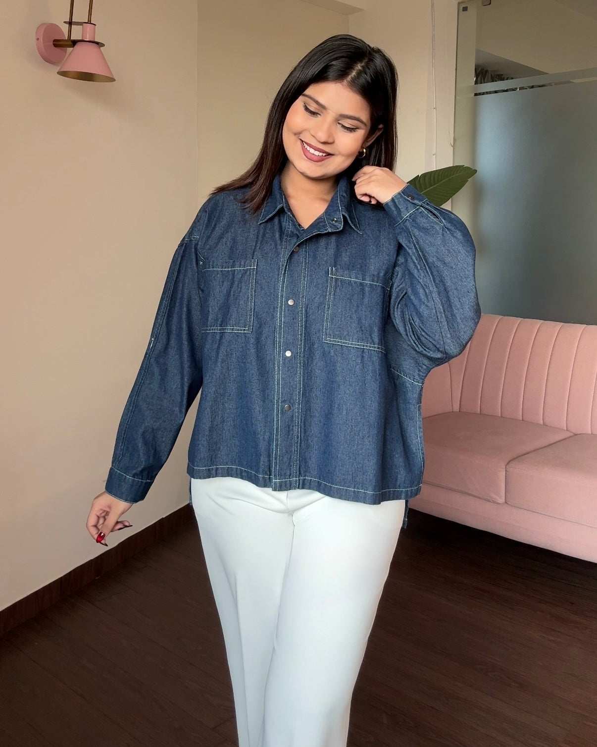 Contrast Detailing Denim Shirt