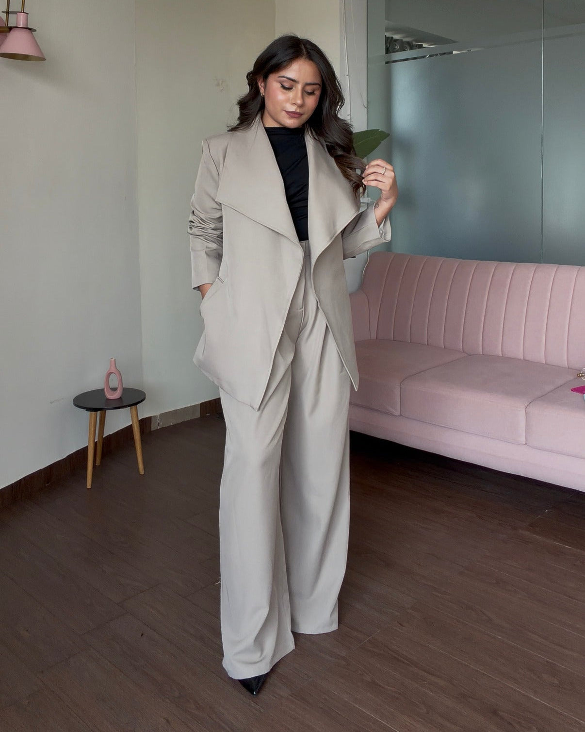 Heavy Coat And Tailored Pants Formal Set