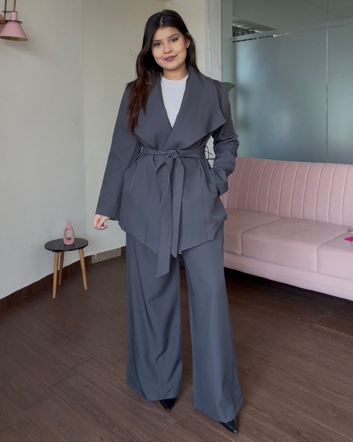 Heavy Coat And Tailored Pants Formal Set
