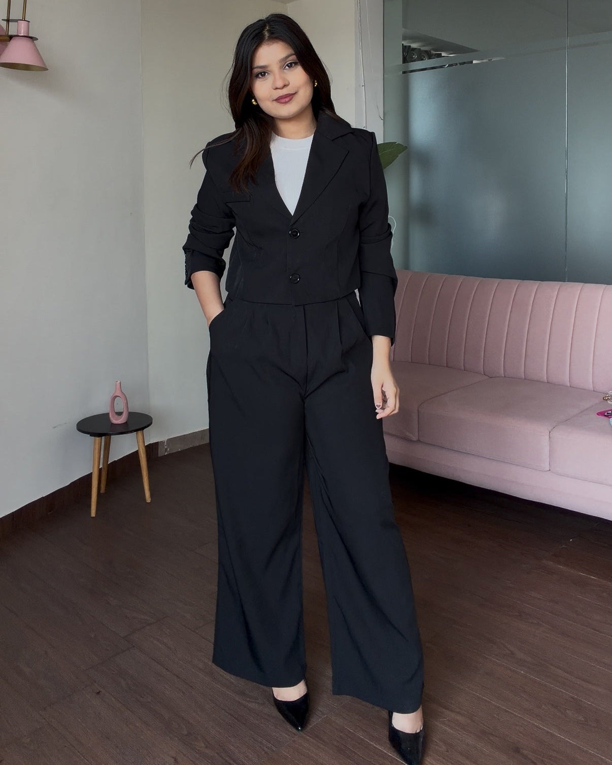 Cropped Blazer And Tailored Pants Formal Set
