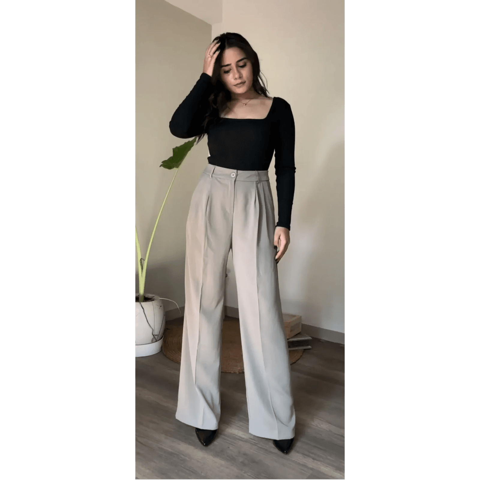 High Waisted Tailored Wide Leg Pants