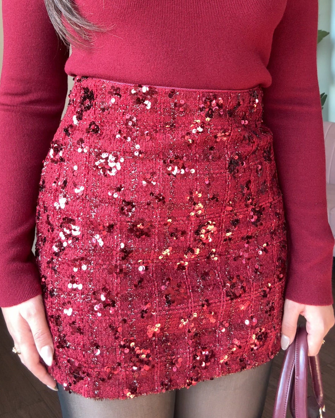 Tweed Mini Skirt With Sequin