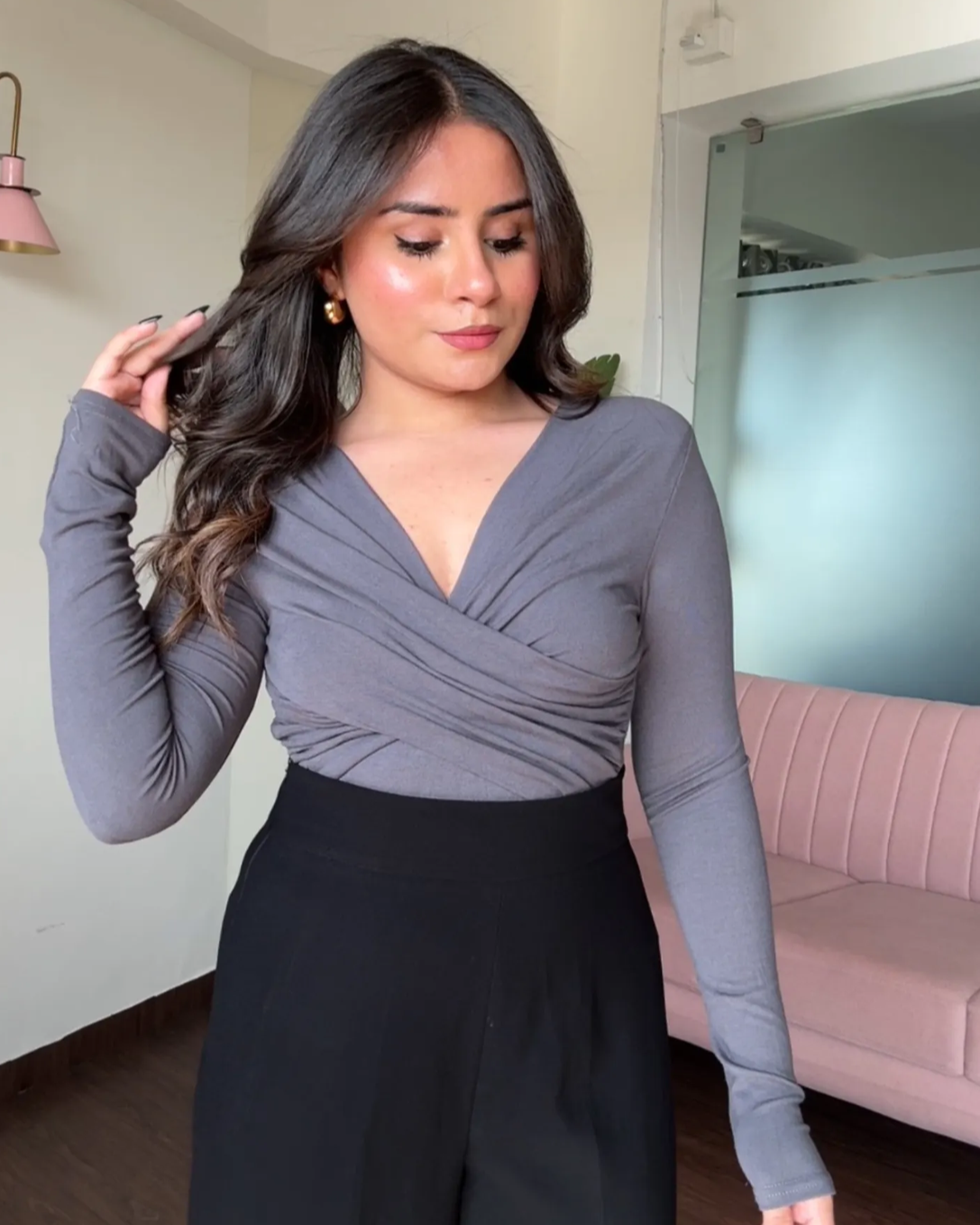 Overlap Top & Straight Fit Pants