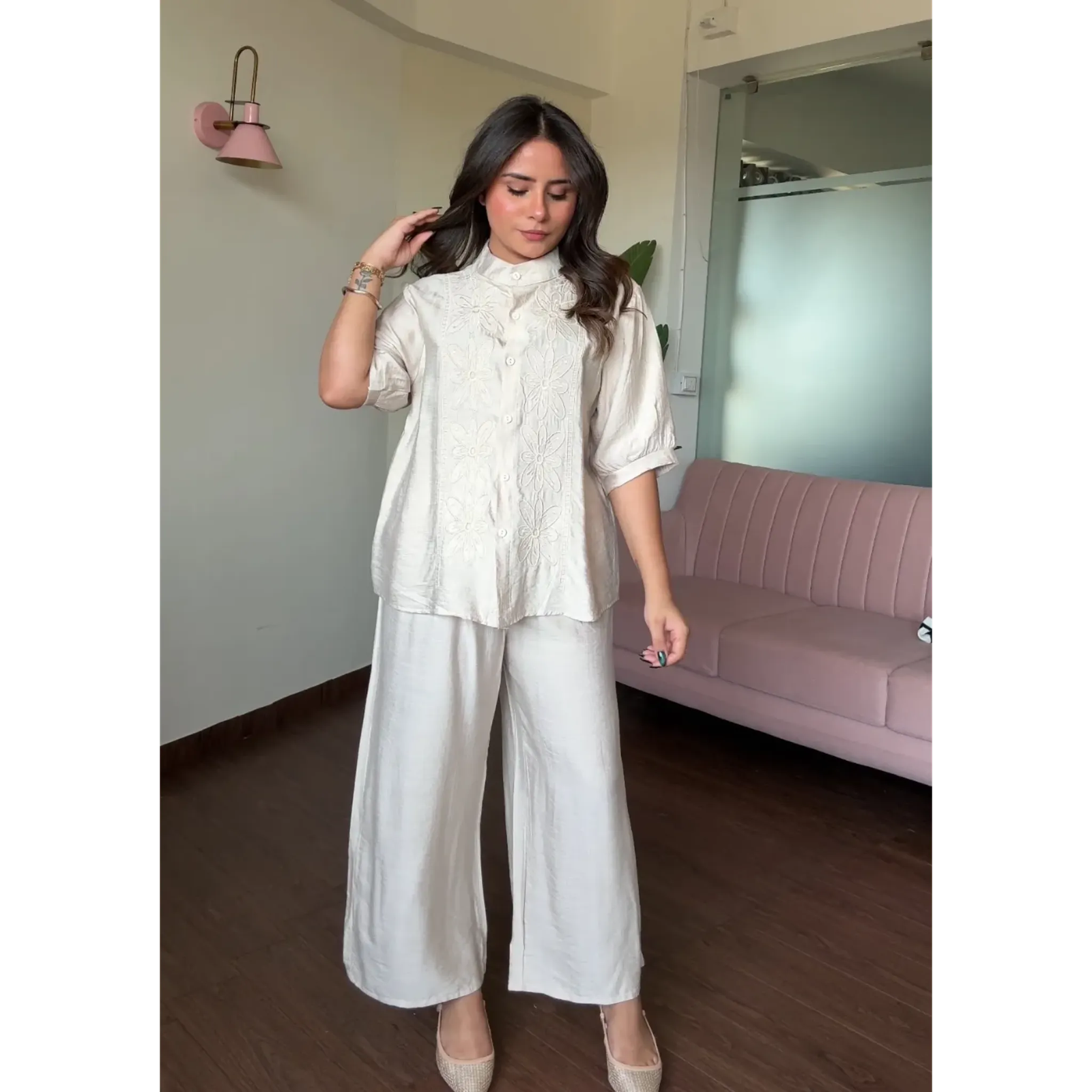 Embroidered Monochrome Summer Co-ord Set