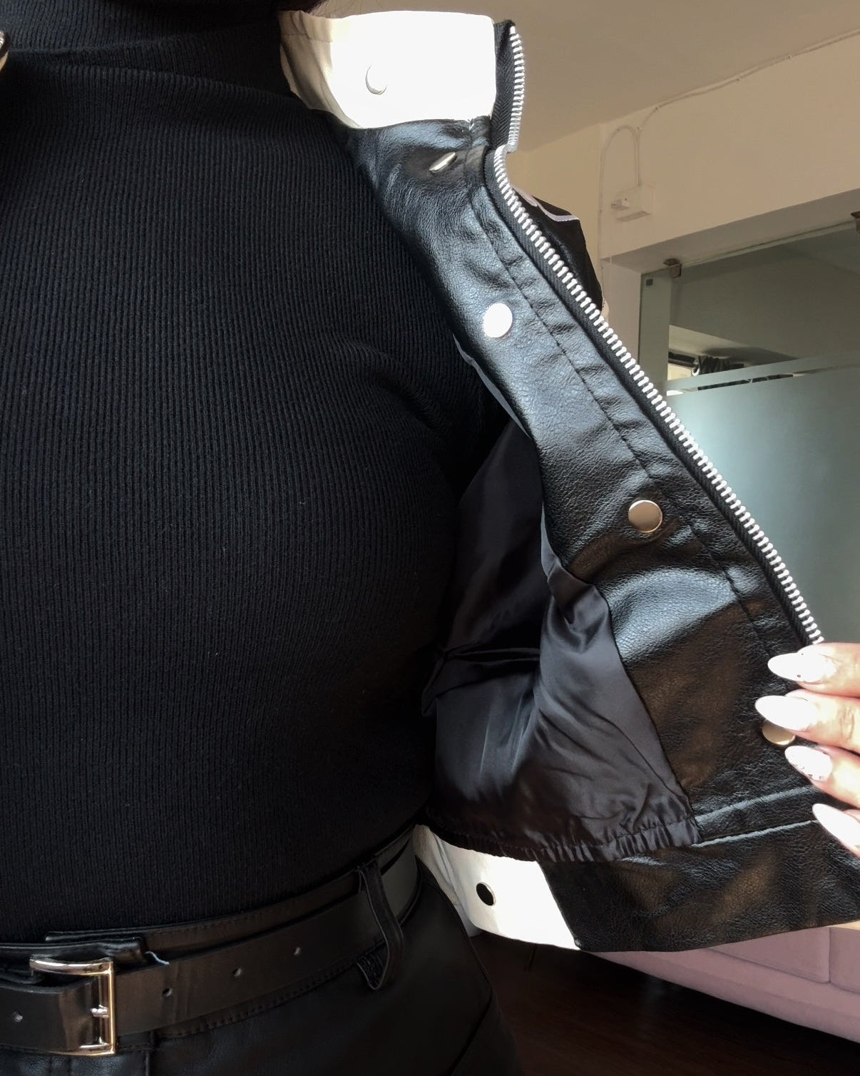 Leather Cropped Racer Jacket