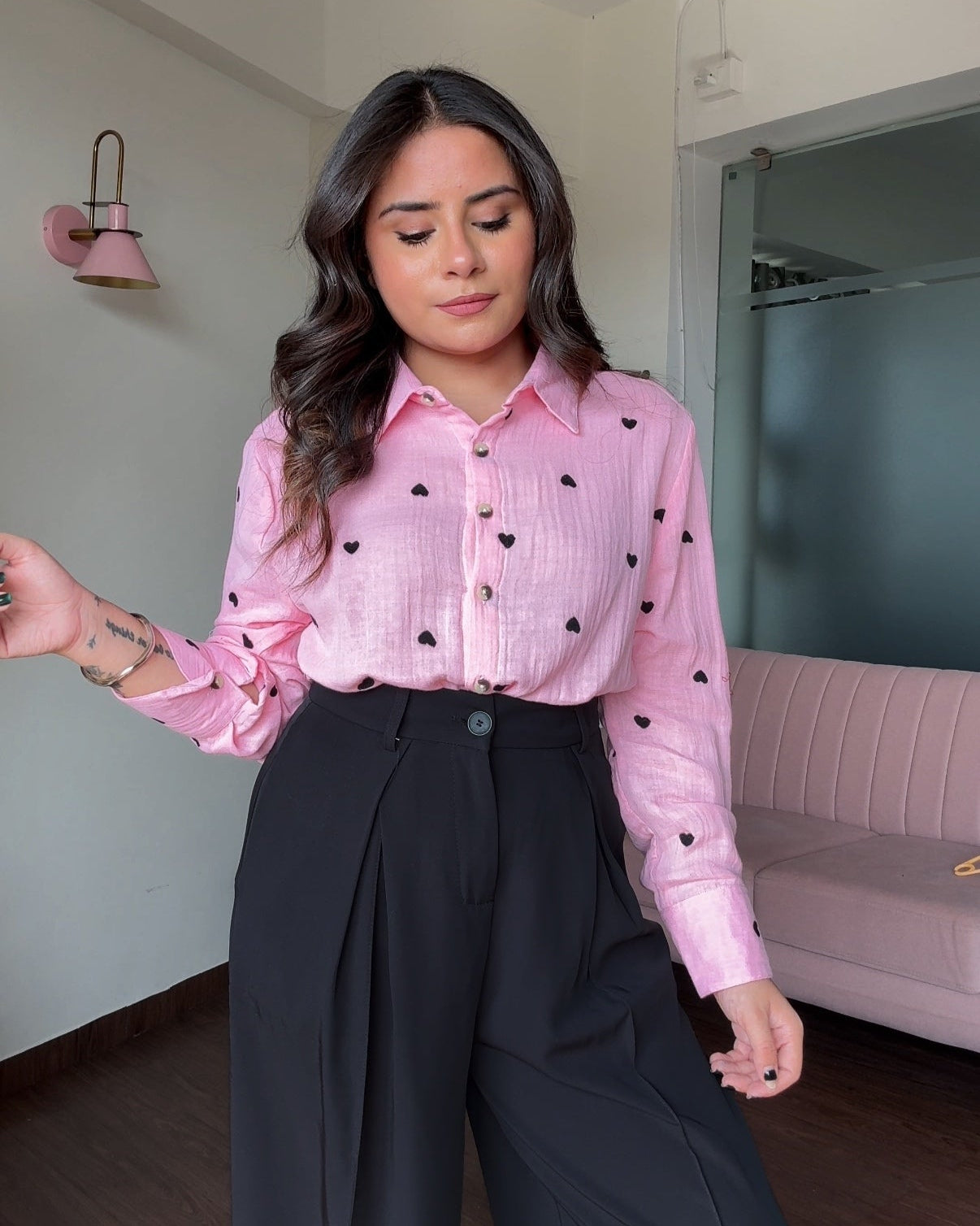 Heart Embroidery Shirt