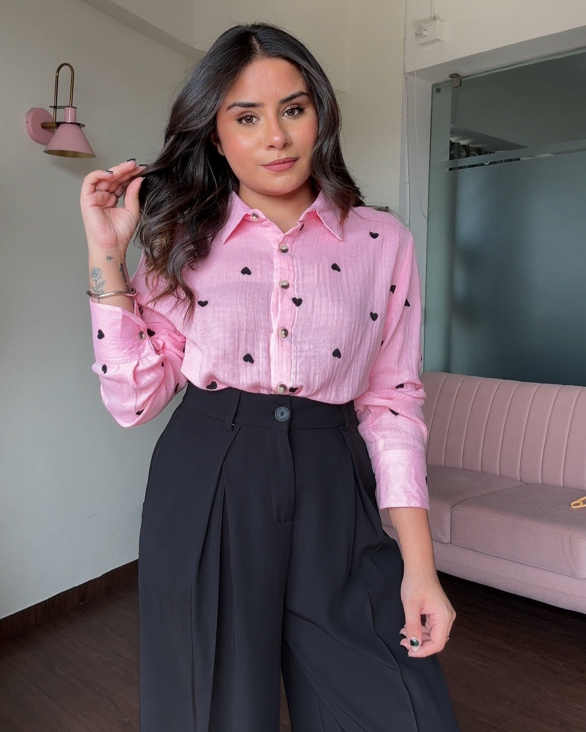 Heart Embroidery Shirt