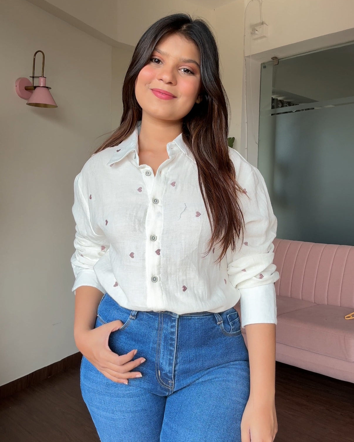 Heart Embroidery Shirt