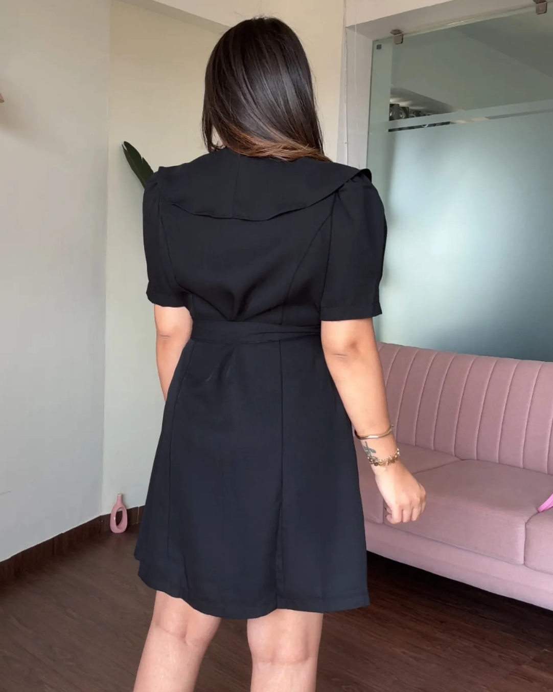 Korean Ruffle Detail Blazer Dress