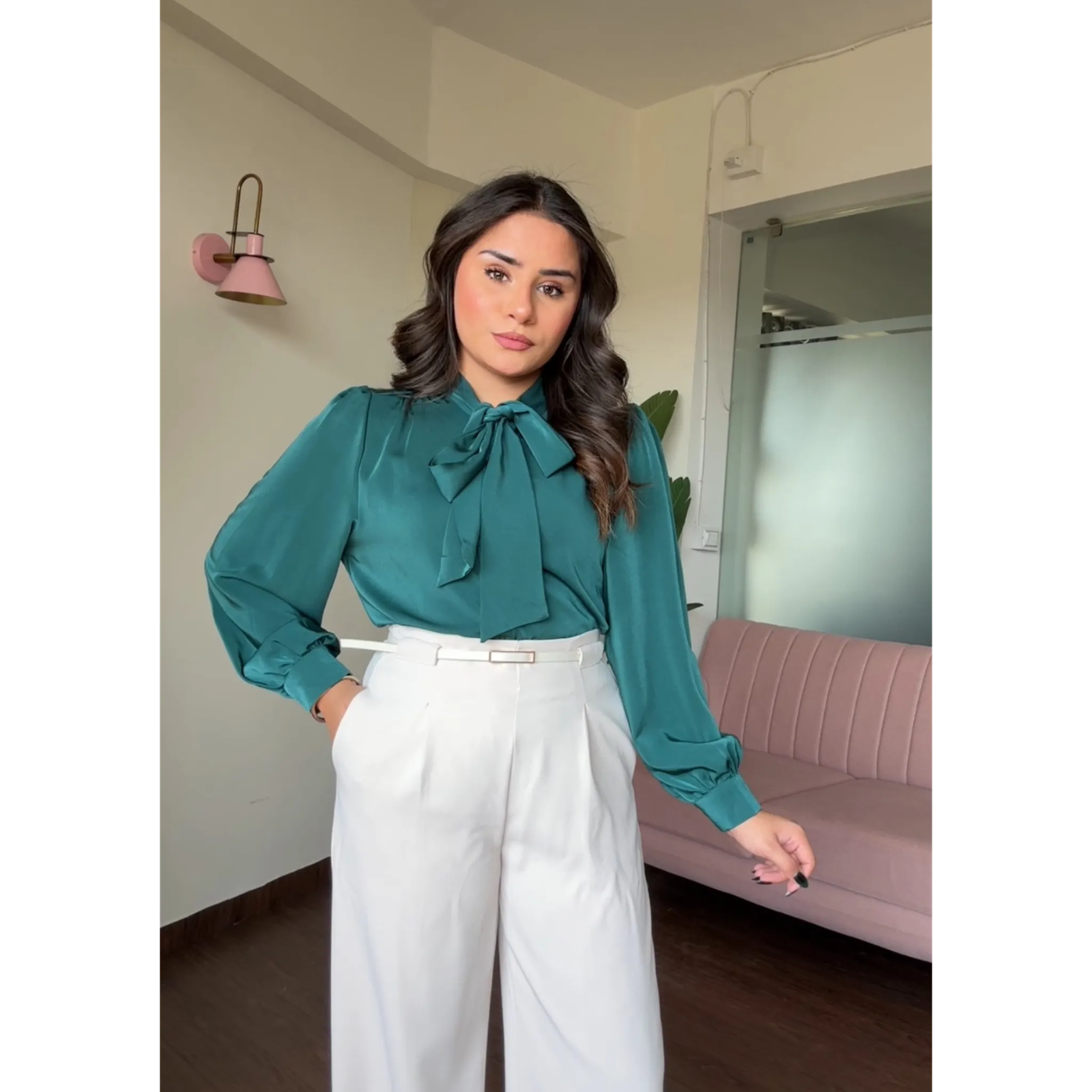 Premium Satin Formal Tie Up Top