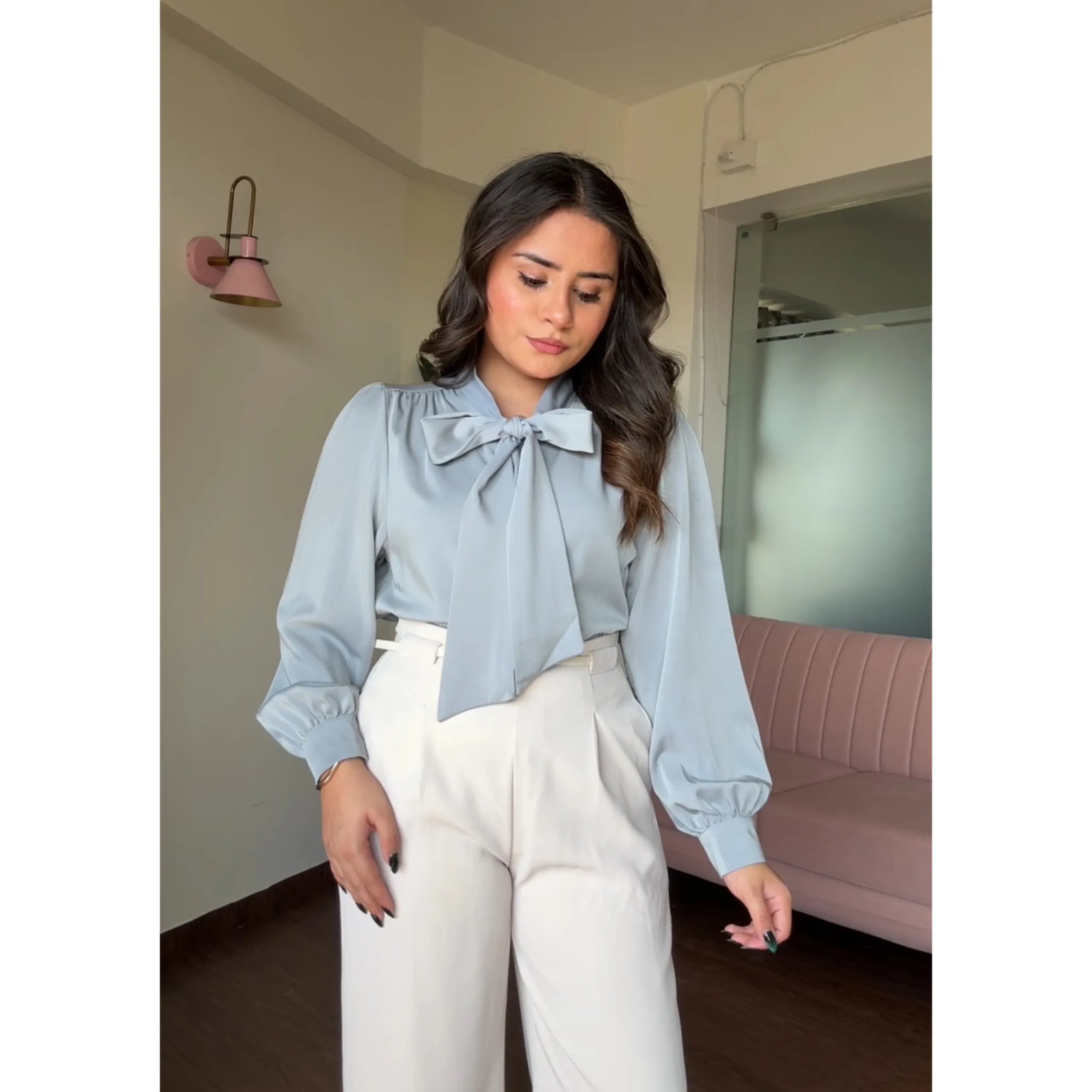 Premium Satin Formal Tie Up Top