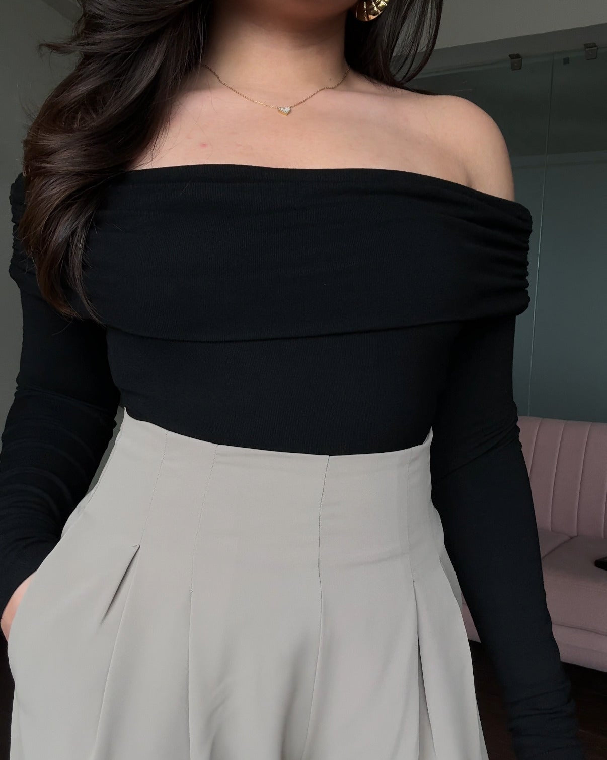 Rosé Muse off shoulder sweat top off shoulder sweat top – BUNNY APARTMENT