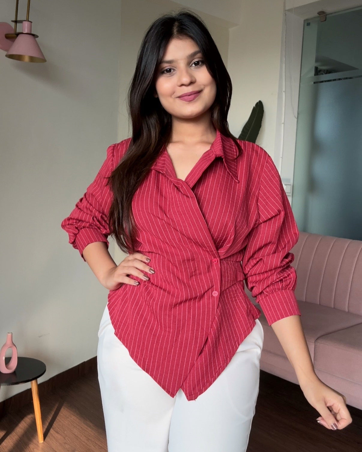 Striped Wrap Up Shirt