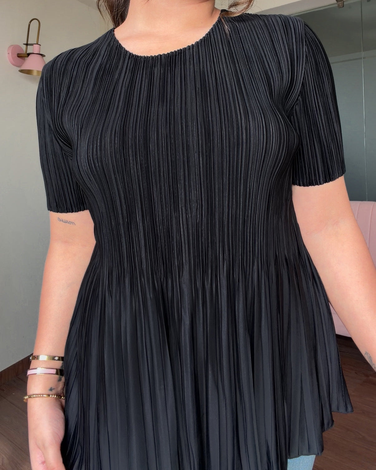 Solid Free Size Pleated Fabric Peplum Top